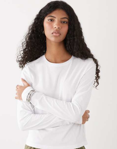 Weekday fitted long sleeve t-shirt in white - view 1