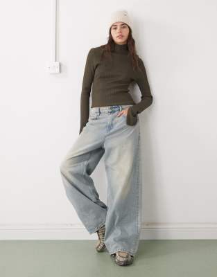 Weekday Fitted Turtle Neck Sweater In Green