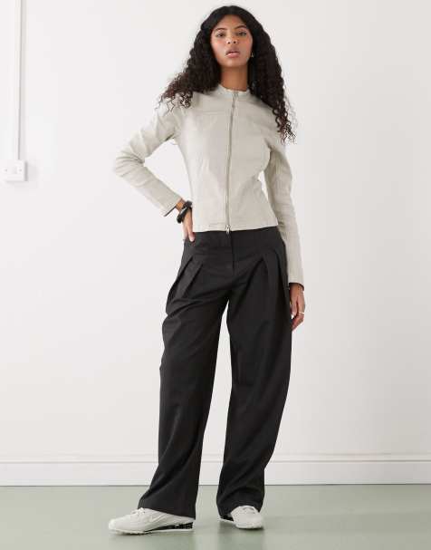 Weekday fitted zip through jacket in light mole - view 1