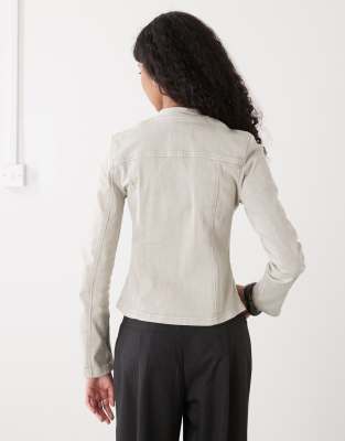Weekday Fitted Zip Through Jacket In Neutral