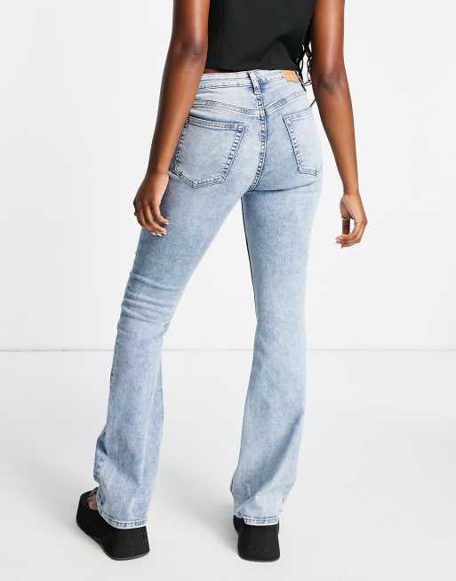 Weekday Flame low rise seam detail flared jeans in bleach light blue