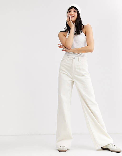 Weekday flared corduroy trousers in white