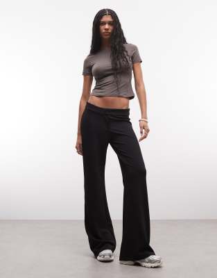 Weekday Flared Pants With Side Zip Detail In Black