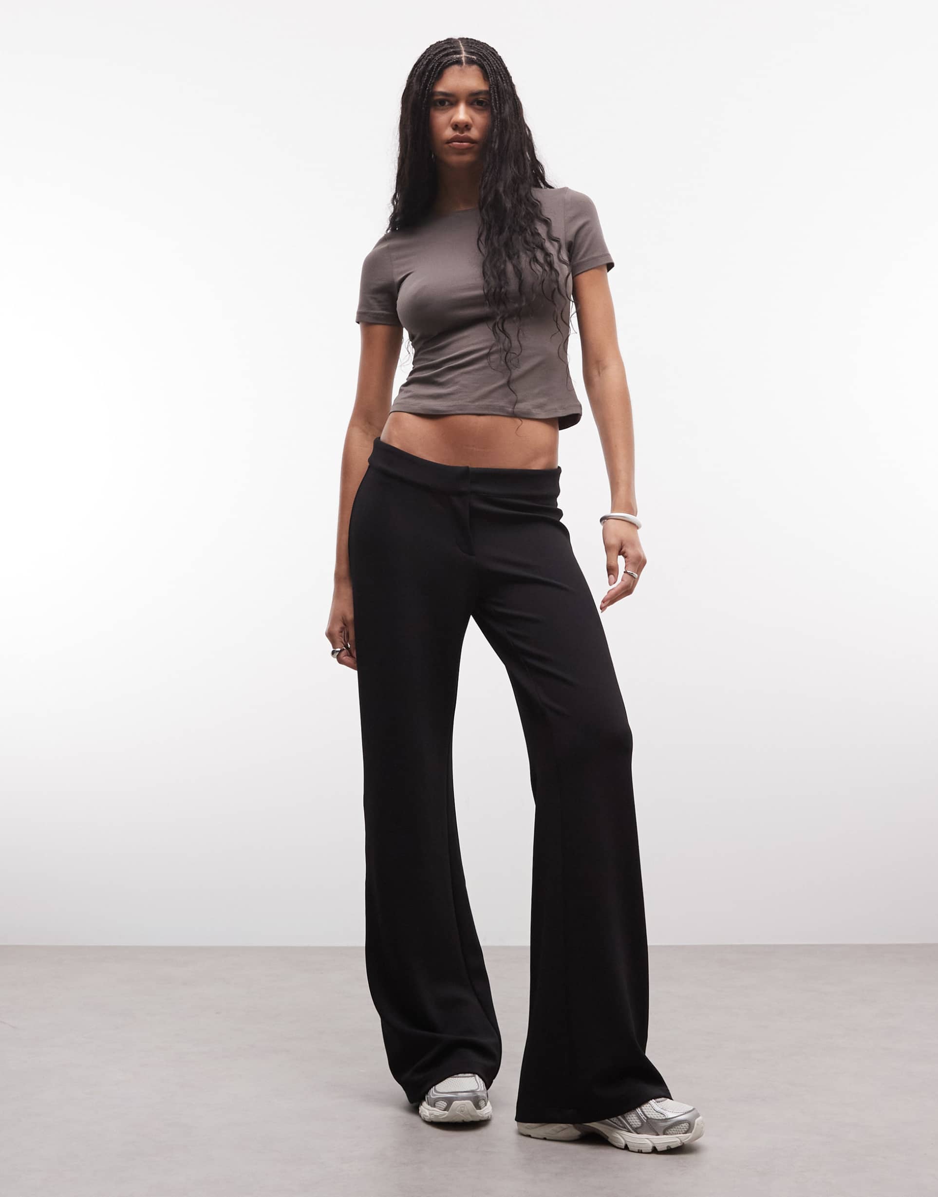 weekday flared pants with side zip detail in black