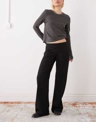 Weekday Flared Suiting Pants With Side Zip In Black