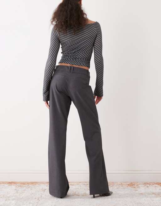 Weekday flared tailored pants in dark gray melange, 3 of 5
