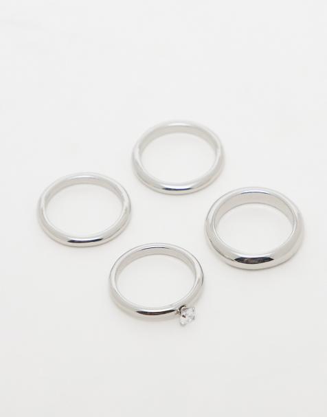 Weekday – Flerpack med silverfärgade ringar med strassdetalj - view 1