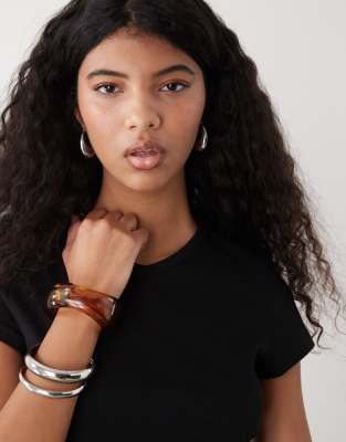 Weekday Slim Short-sleeved V-neck T-shirt In Black