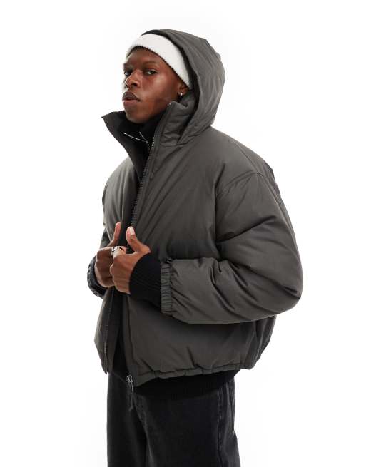 Weekday Floyd bomber puffer coat in dark gray