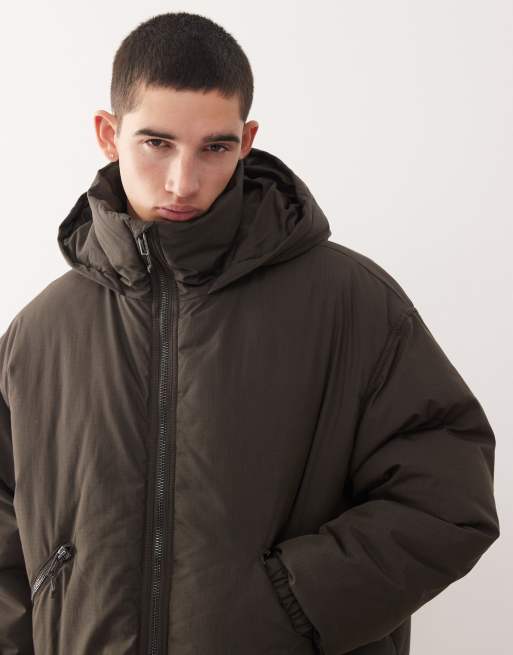 Weekday Floyd puffer bomber in chocolate brown , 5 of 5