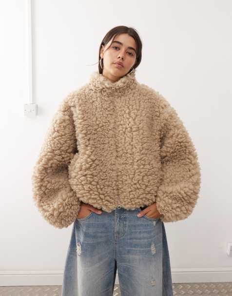 Weekday fluffy pile fleece in beige - view 1