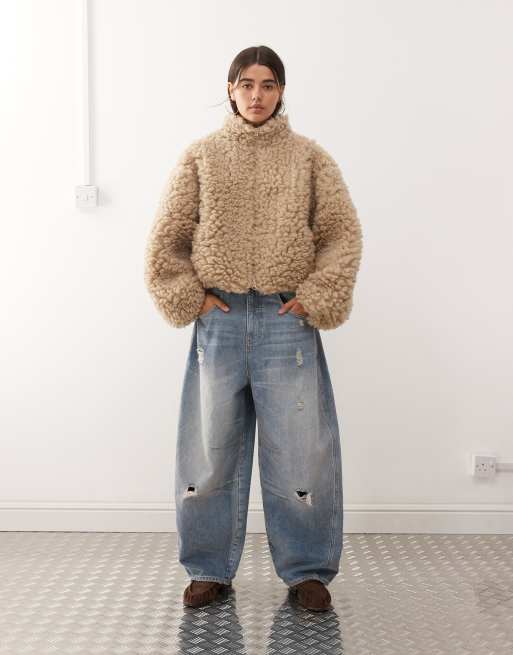 Weekday fluffy pile fleece in beige | ASOS