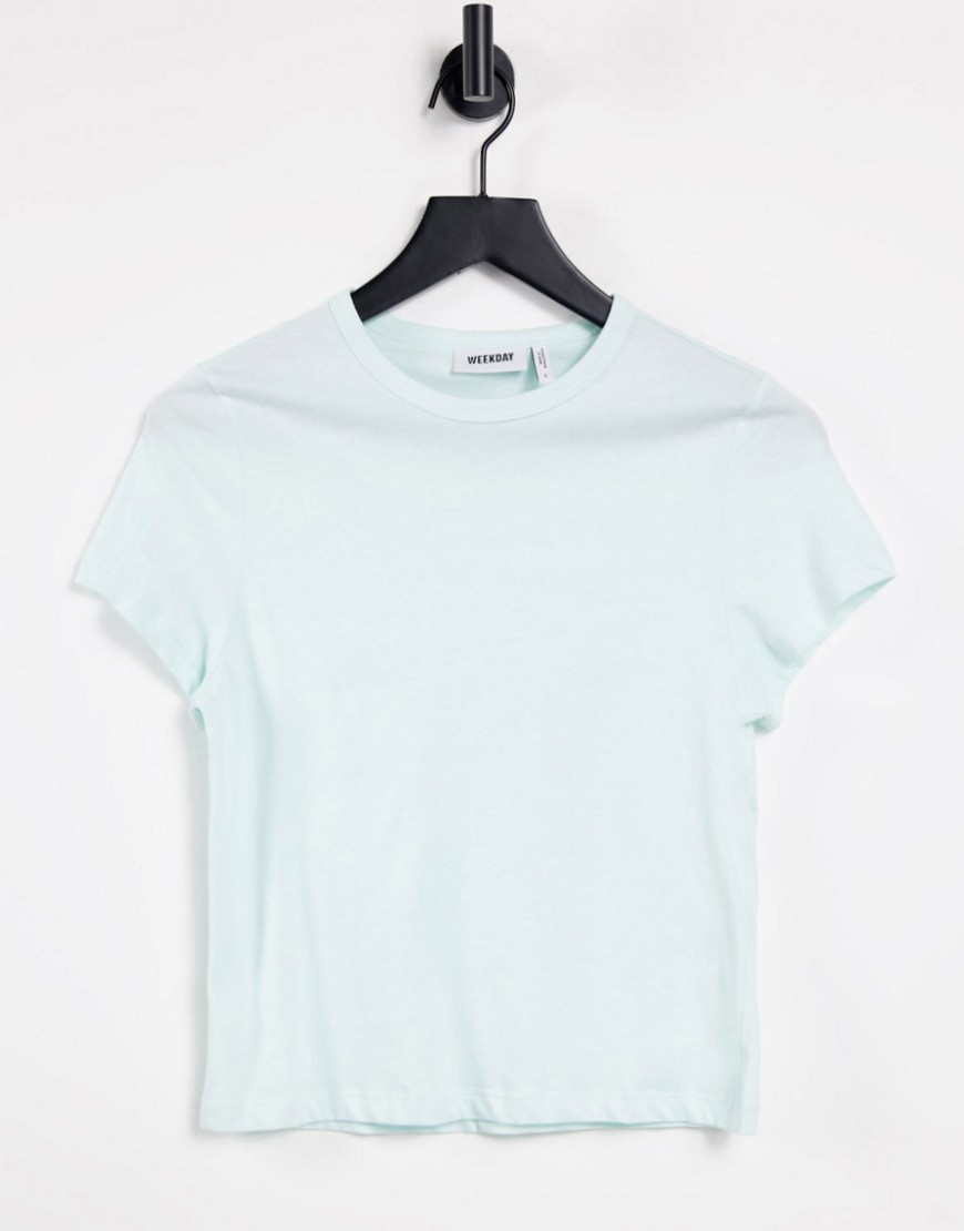Weekday Forever crew neck t-shirt in mint-Green