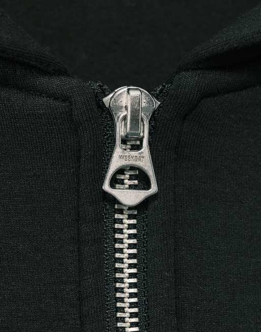 Weekday - Forvasket sort hættetrøje i scuba-lignende stof med lynlås - Del af sæt, 4 af 5