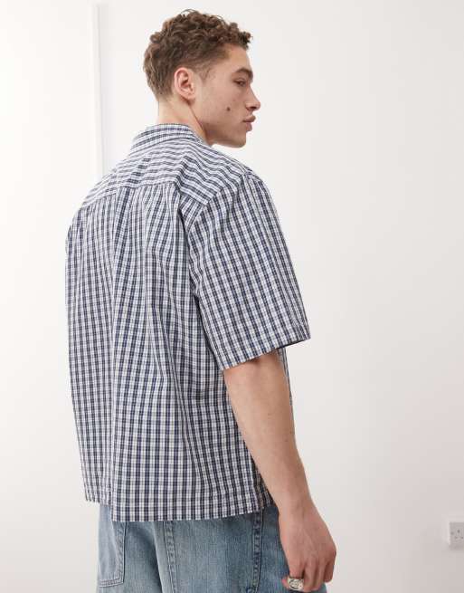 Weekday – Franco – Koszula z krótkimi rękawami oversize w niebieską kratę, 2 z 4