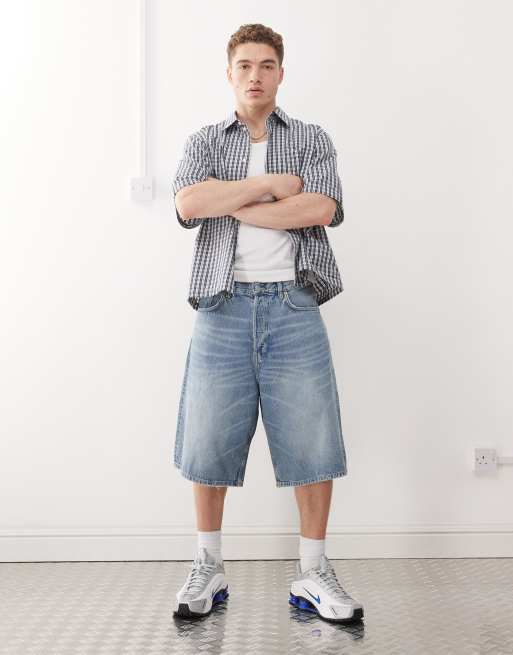Weekday – Franco – Koszula z krótkimi rękawami oversize w niebieską kratę, 3 z 4