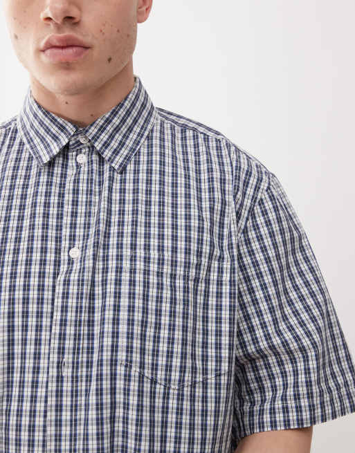 Weekday – Franco – Koszula z krótkimi rękawami oversize w niebieską kratę, 4 z 4