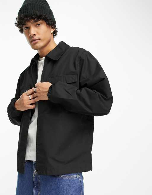 Weekday Frank co-ord zip front shirt in black | ASOS