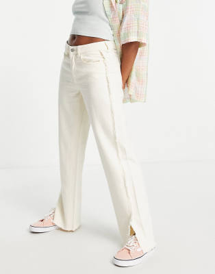 Weekday Frayed Edge Pants In Off White - Part Of A Set