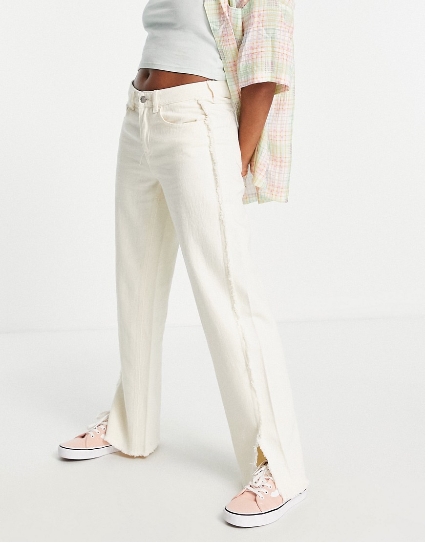 Weekday frayed edge pants in off white - part of a set