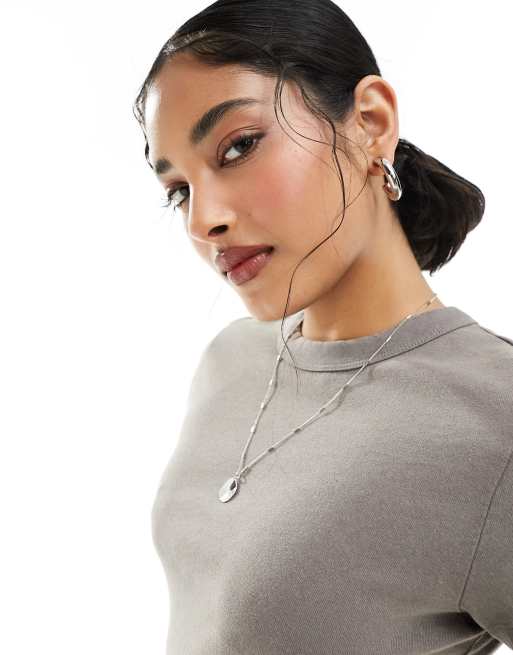 Weekday - Frida - T-shirt style années 90 - Gris délavé, 2 de 4