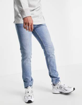 Weekday Space Straight Jeans In Pen Blue-blues In Blues