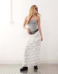 [Weekday] Weekday frill hem maxi skirt in white XS White
