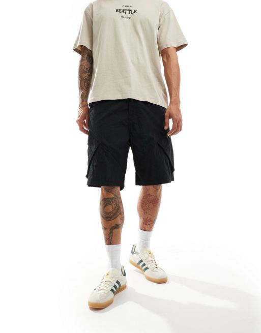 Weekday Frode relaxed cargo shorts in black