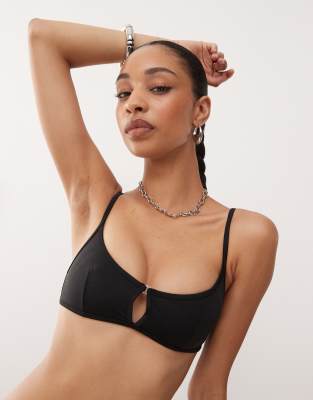Weekday front buckle bikini top in black - view 1