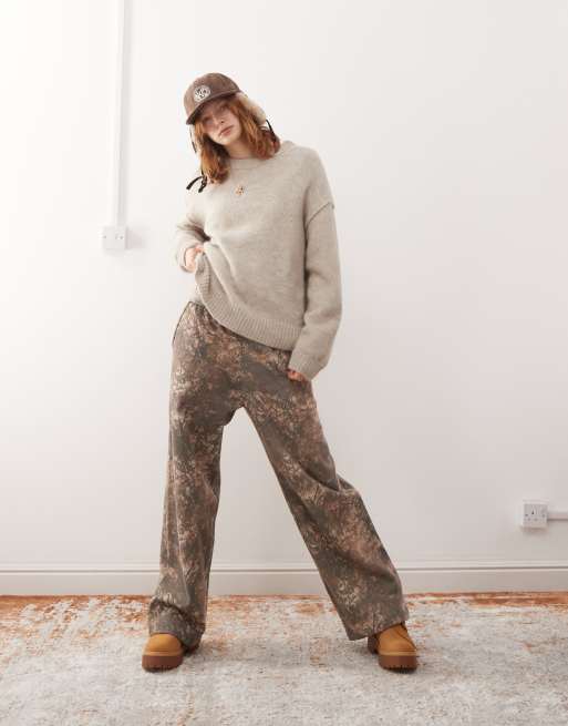 Weekday Funda fluffy knit sweater in beige melange | ASOS