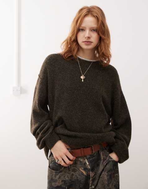 Weekday Funda jumper in dark brown melange - view 1