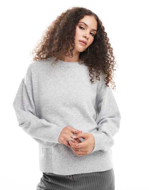 Weekday Funda wool blend jumper in grey melange - view 1