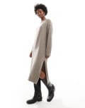 [Weekday] Weekday Funda wool blend knitted midaxi dress with side split in mole melange exclusive to ASOS-Grey XL Mole melange