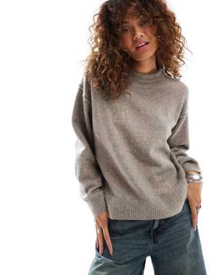 Funda wool blend sweater in mole melange exclusive to ASOS-Gray