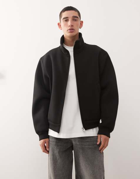 Weekday funnel neck jacket in black in scuba-style fabric - view 1