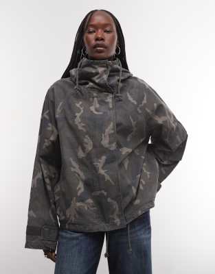 Weekday Funnel Neck Jacket With Hood In Green