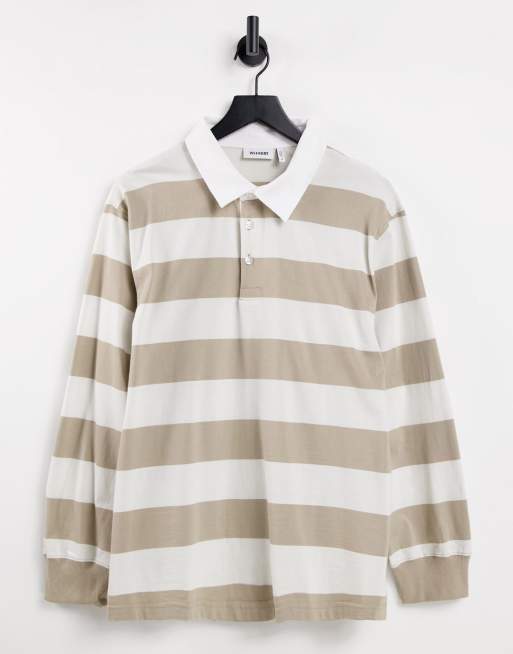 Weekday - Gabriel - Gestreepte rugbypolo in beige en ecru