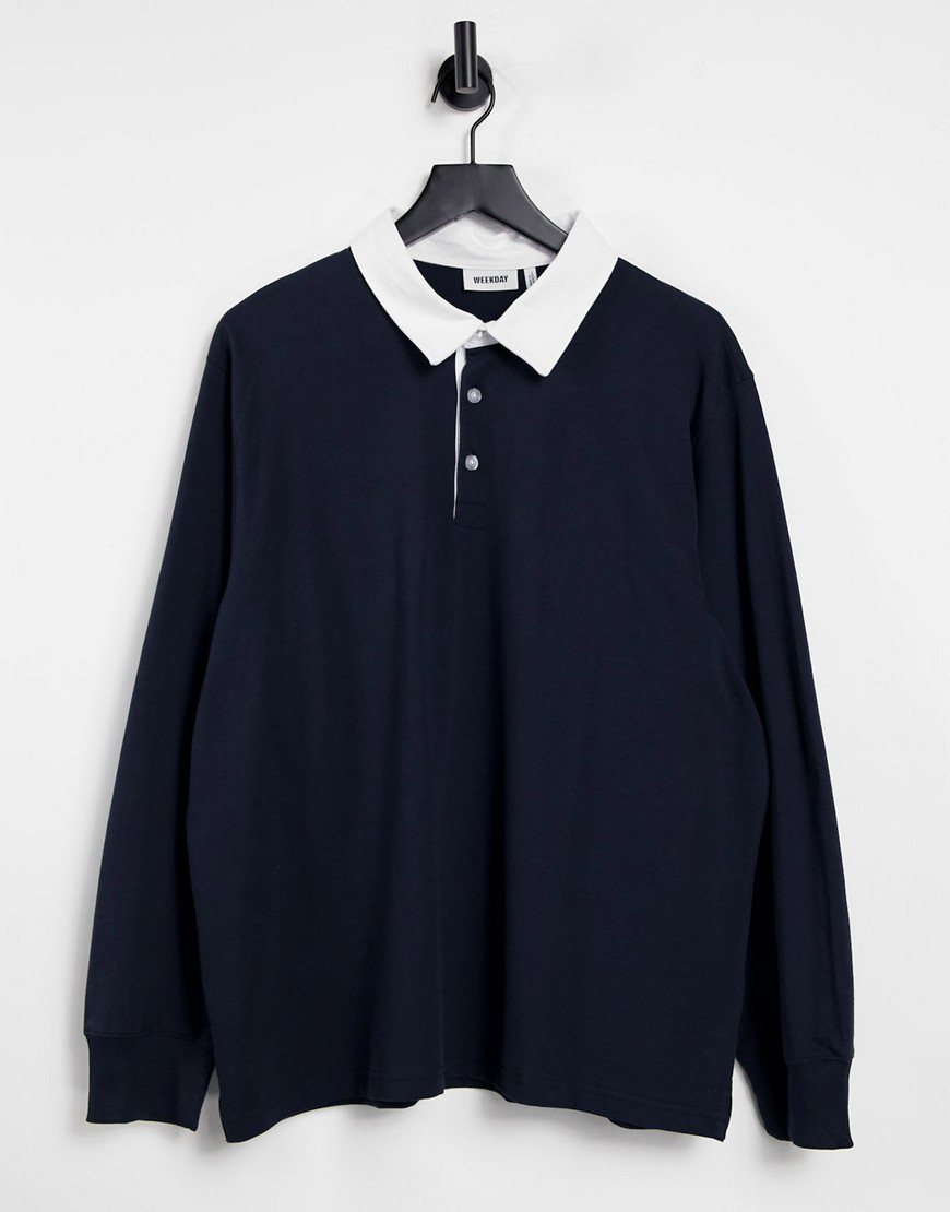 Weekday Gabriel Rugby Polo in Navy