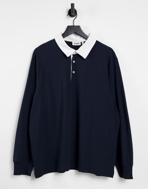 Weekday – Gabriel – Rugby-Poloshirt in Marineblau