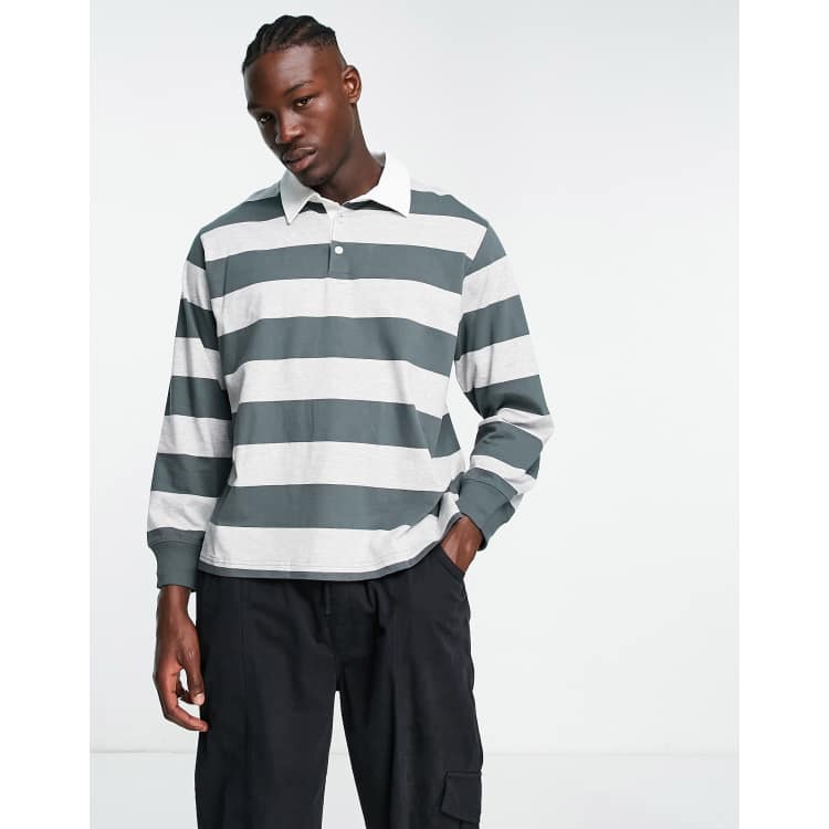 Gray striped polo on sale shirt