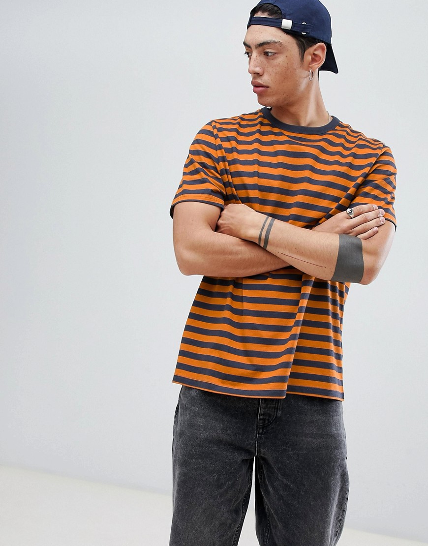 Weekday Gabriel Striped T-Shirt-Orange