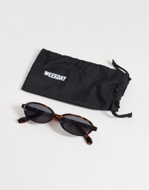 Weekday - Gafas de sol efecto carey ovaladas con lentes negras, 3 de 3