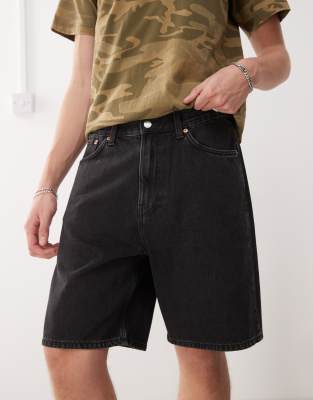 Weekday Galaxy Baggy Denim Shorts In Black