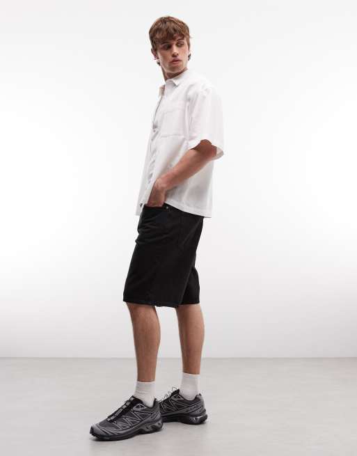 Weekday Galaxy baggy denim shorts in black, 4 of 5