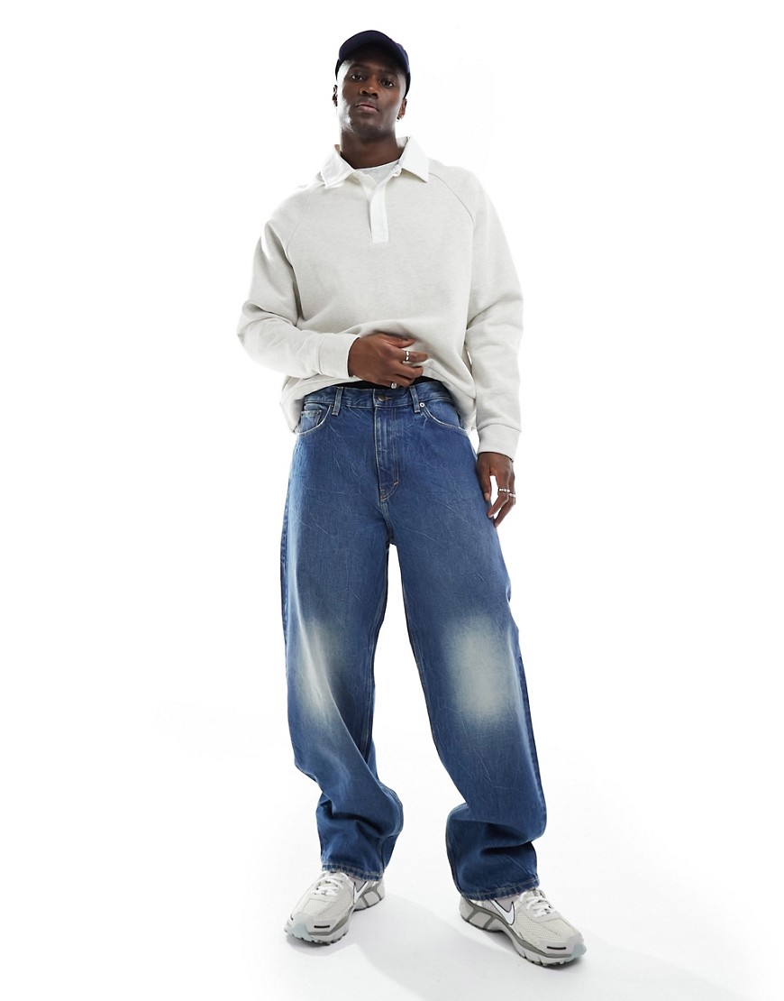 Weekday Galaxy baggy fit straight leg jeans in blue era