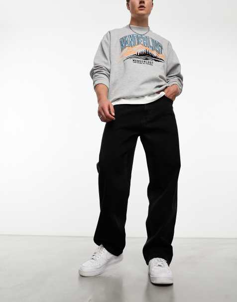 Weekday Galaxy baggy fit straight leg jeans in tuned black - view 1