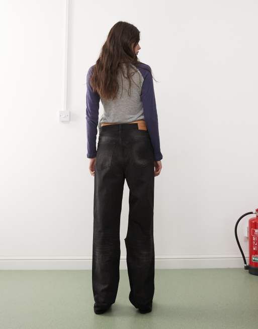 Weekday – Galaxy – Bleksvarta, baggy jeans med stora revor i unisex-modell, 4 av 5