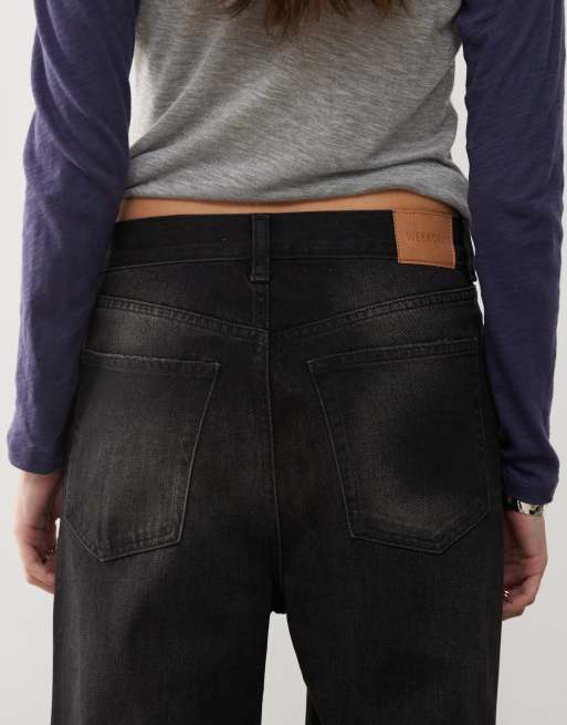 Weekday – Galaxy – Bleksvarta, baggy jeans med stora revor i unisex-modell, 5 av 5