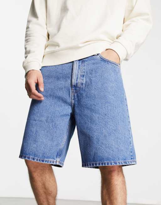 Weekday - Galaxy - Denim short met losse pasvorm in middenblauw 