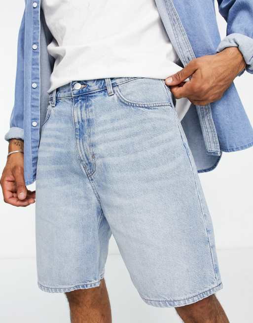 Weekday Galaxy denim shorts in spring blue